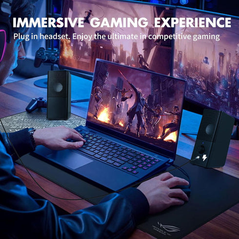 H21 Classic Computer Speakers for Desktop PC, USB-Powered Gaming Speaker with 3.5mm Aux for Laptop/Tablets/Phone (Black)