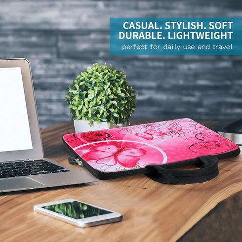 icolor Laptop Handle Bag for 14 15 15.4 15.6 inch, Neoprene Sleeve Pouch for Dell, Lenovo, Toshiba, HP, ASUS (Pink)