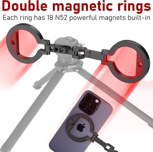 Zelnoox 1/4" 17/16/15/14/13/12 (MS-02R) Double Magnetic Ring Phone Holder Attach to Any Iron Surface | Screw Hole |