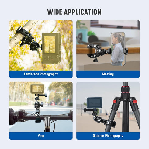 Neewer Super Clamp with Ballhead, Cold Shoe, Phone Holder, Action Camera Mount Adapter for GoPro DJI iPhone 15 Pro Max