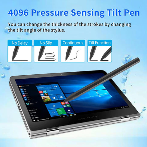 Stylus Pen for HP Envy X360, Pavilion X360, Specter X360, Rechargeable MPP 2.0, Black, 4096 Pressure Sensitivity