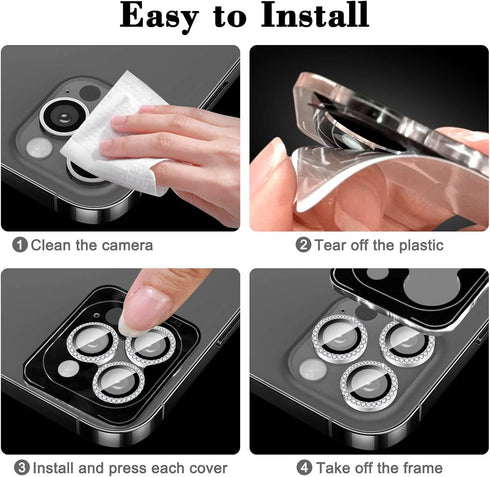 11, 9H Kucheed Bling Camera Lens Protector Compatible for iPhone Glitter Tempered Glass Camera Cover Film Stickers