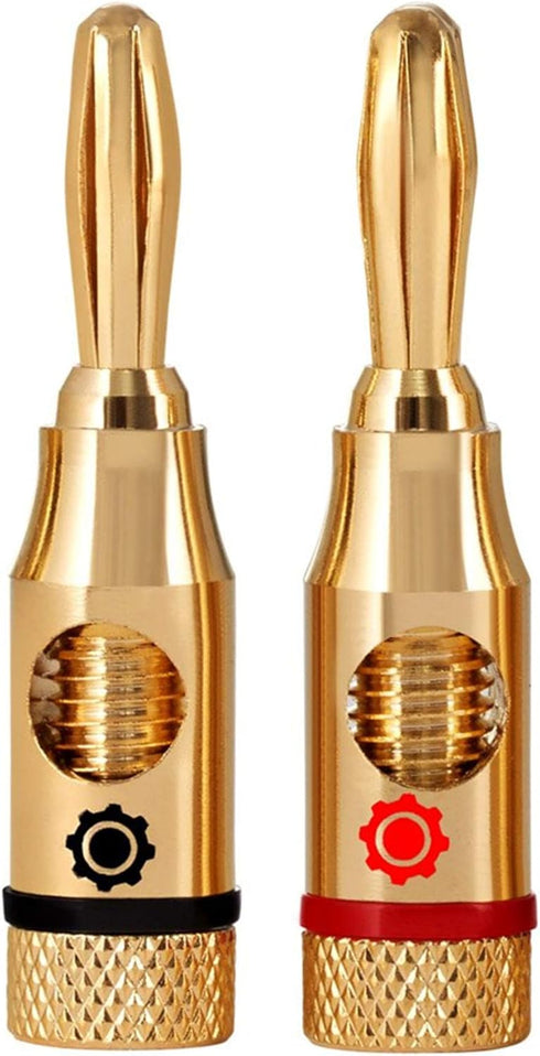 24K Gold Plated Speaker Banana Plugs 12 Pairs/ 24 pcs Open Screw Type, for Speaker Wire, Home Theater, Wall Plates and More (12 Red, 12 Black) by Taxutor