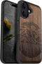Carveit Magnetic Wooden Case for iPhone 16 Case, Wood Artisan Engraved & Black