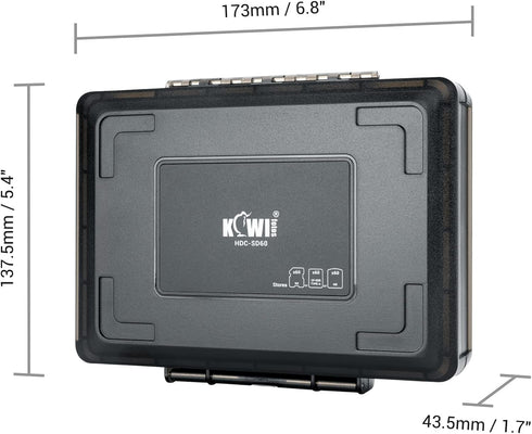 Kiwifotos 60 Slots SD Memory Card Case Holder, Water-Resistant & Anti-Shock Organizer for 60 SD/SDHC/SDXC Cards