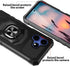 TJS Heavy Duty Celero 5G + Plus 2024 Case with Tempered Glass Screen Protector, Metal Ring Kickstand - Black