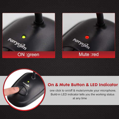 USB Computer Microphone, Plug&Play Cardioid Condenser Mic for PC Laptop, Mute Buttons, LED Indicator, 6ft, Windows/Mac