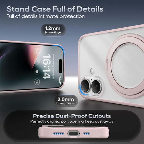 Niunisi 17 6.3-Inch 360 6.3" 2025, for iPhone Case with Magnetic Ring Stand Compatible with MagSafe Frosted Matte