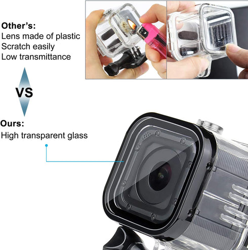 60m Waterproof Dive Housing Case - Bracket Accessories for GoPro Hero 5 Session, Hero 4 Session Cameras