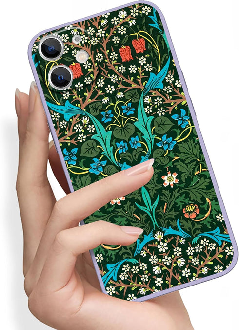 Case for iPhone 12 Mini, Retro Aesthetic Flower Design, Green Waterproof and Shockproof Phone Case