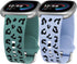 Minyee 2 Pack Leopard Engraved Band for Fitbit Versa 4/Versa 3/Sense 2, Two-Tone Cheetah Soft Silicone Strap