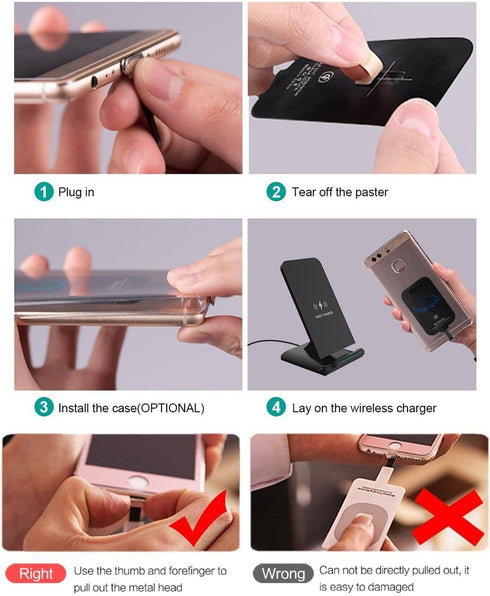 Wireless Charging Receiver Adapter for LG Stylo 5 4 G5 V20, Samsung Galaxy A71 A70 A20, USB Type C Android Charge