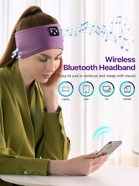 Sleep Headphones Bluetooth Headband, Long Playtime, Built-in Speakers for Workout, Running, Yoga