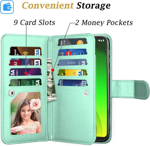 Moto G7 Power Wallet Case, for Motorola G7 Supra/XT1955/G7 Optimo Maxx, PU Leather ID Credit Card Holder Slots
