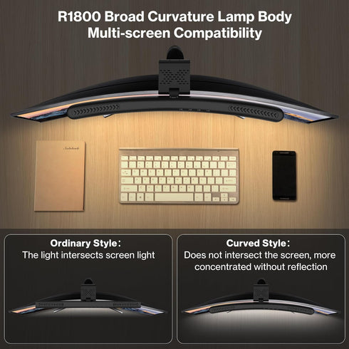 Dimmable 3 Laliled Monitor Light Bar, Curved Computer Monitor Lamp for Eye Caring LED Screen Light Bar, Color