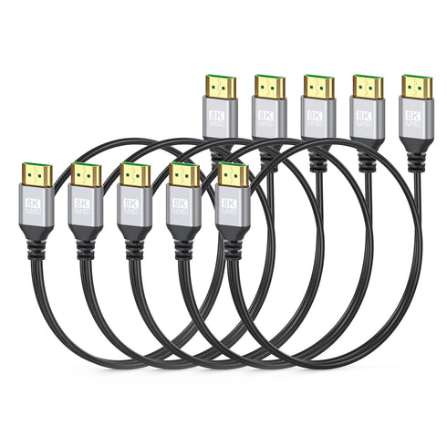 8K Slim HDMI Cables 3FT 5-Pack, 48Gbps Ultra High-Speed, HDMI 2.1 Cord