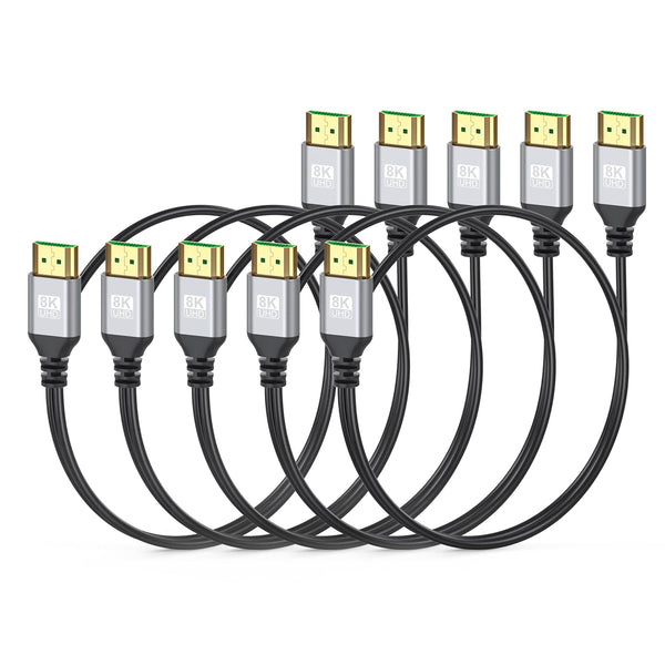 8K Slim HDMI Cables 3FT 5-Pack, 48Gbps Ultra High-Speed, HDMI 2.1 Cord