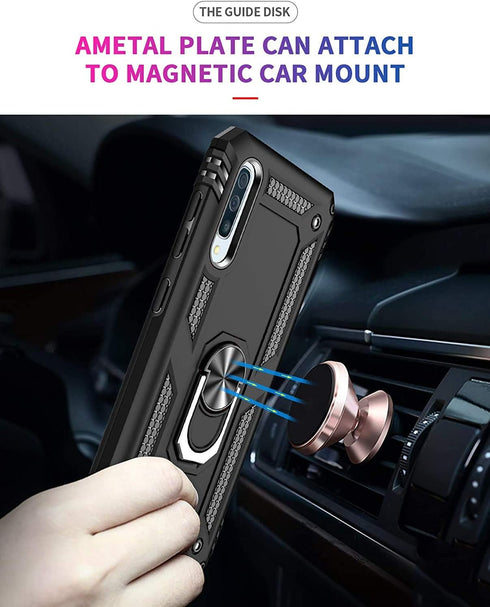 TJS Compatible Case for Samsung Galaxy A50 2019, with Tempered Glass Screen Protector and Kickstand
