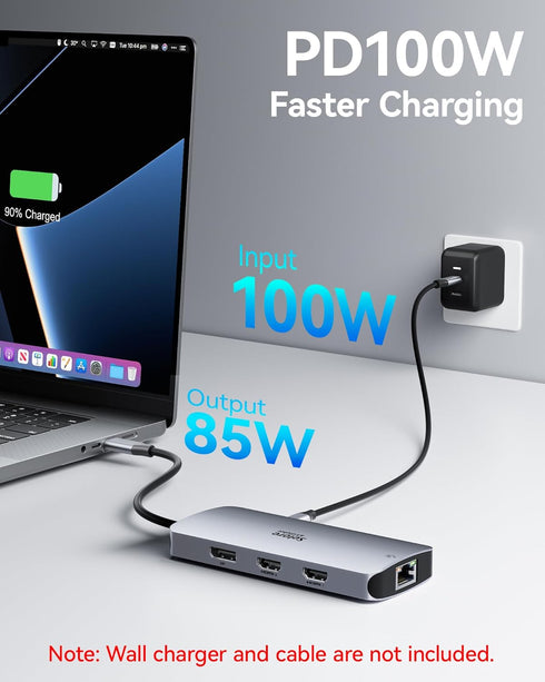 USB C Docking Station for Dual Monitor, Selore Triple 4K Display with 2 HDMI, DisplayPort, 100W PD Charging, USB 3.0