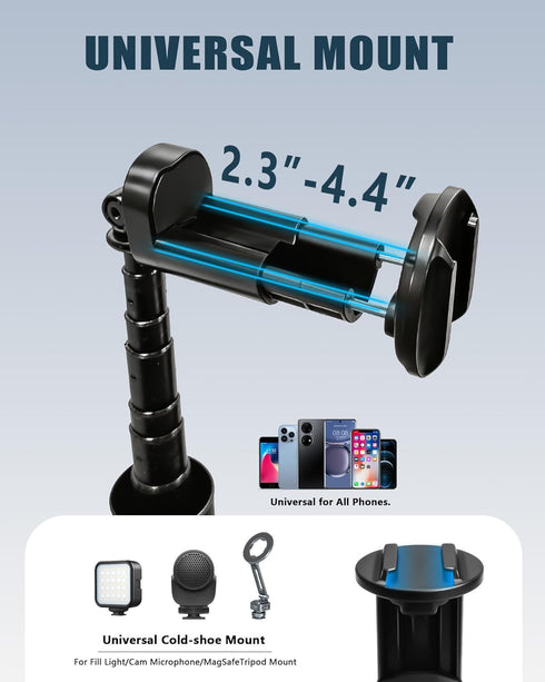 SonixForce 67 360 Automatic Phone Tripod, Auto-Deploy Selfie Stick Tripod with Remote - Rotatable Extendable - Portable