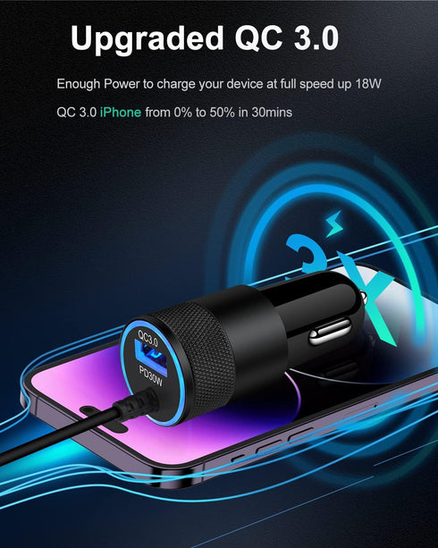AILKIN Car Charger USB C for Samsung Galaxy, USB Cigarette Lighter Adapter for iPhone 16 Pro, Vehicle Auto Cargador