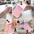 imluckies Magnetic Wallet for iPhone MagSafe, Pink Double Stretchy Fabric Pocket Wallet, Magnet Credit ID Card Holder