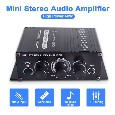 12V 2 MP3 XMSJSIY HiFi Stereo Audio Amplifier for Car Channel HiFi Bass Audio Subwoofer Amp for Cars CD DVD Player