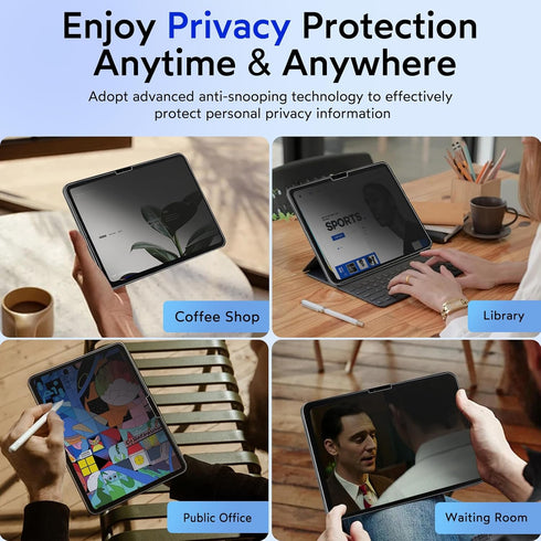 MOBDIK Privacy Screen Protector for iPad Pro 13 Inch 2024 M4, Anti-Spy 9H Tempered Glass, 1 Pack