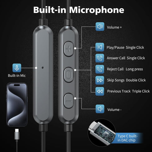 USB C Earbuds Wired Headphones with Microphone for Samsung Galaxy S24 Ultra S23 FE S22 S21 Z Flip Fold 5, USB Type C