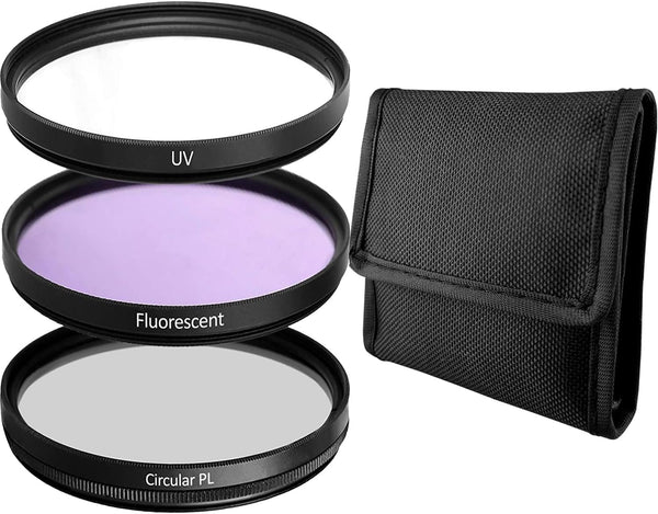 52MM Lens Filter Kit Bundle Pro, Includes 52MM CPL, UV, FL-D Filters, Universal for Camera Lens with Travel Case