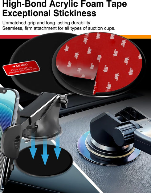 MASIGO Set 3.15" (80mm) 2 2 Dashboard Adhesive Mounting Disk for Suction Cup Car Mounts Flat Surface Pad for Phone