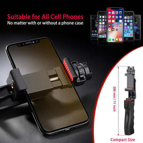 Zeadio Smartphone Stabilizer, Vlogging Hand Grip Video Holder Rig with Clamp Mount for iPhone and Android Phones