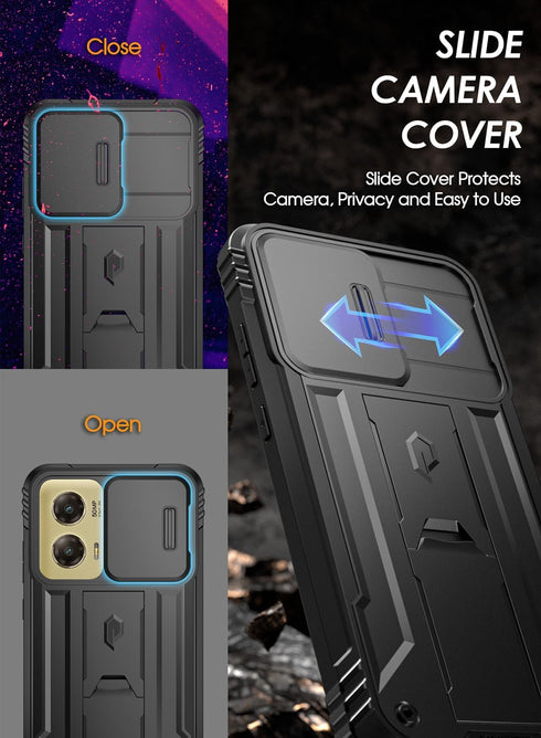 Poetic Revolution Case for Motorola Moto G Stylus 5G 2024, Black Rugged Shockproof Cover with Kickstand