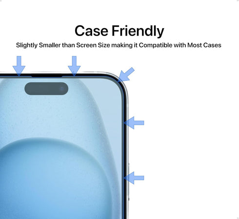 iPhone 15 Pro Max Screen Protector (3 Pack) - 9H Tempered Glass, Shatterproof, Scratch Resistant, Case Friendly, No