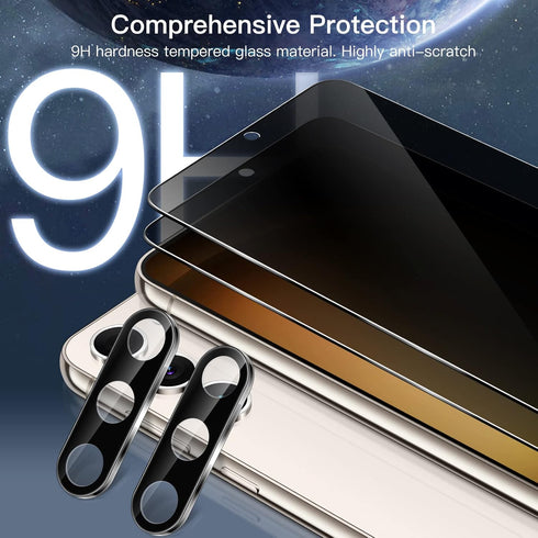 JETech 2-Pack Privacy Screen Protector for Samsung Galaxy S23 5G 6.1" with Camera Lens Protector, Anti-Spy Glass.