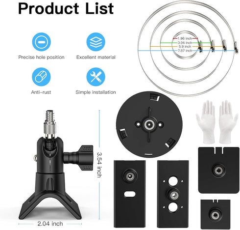 Camera Mount Pipe Mounting Bracket - For Stick Up Cam/Pro/Battery with Pan-Tilt, Ring Indoor Camera, Spotlight Cam