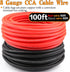 AWG 8 Gauge Wire Cable - 50ft Each (Black/Red) Copper Clad Aluminum CCA with 8ga terminals, 60A ANL Fuse Block for