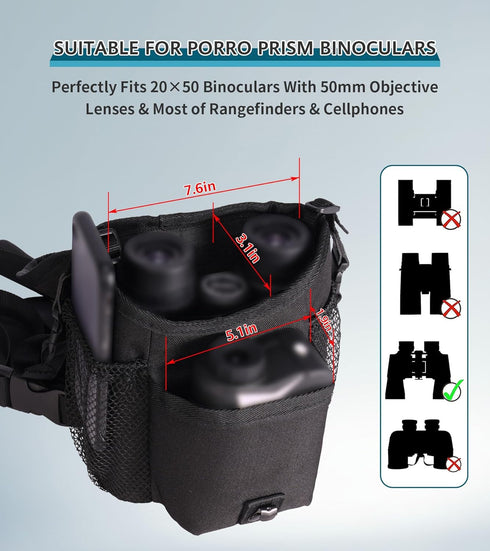 GAIARENA Binocular Harness Chest Pack, Waterproof Bino Harness with Rangefinder Pouch for 20x50 Binoculars (Full Size)