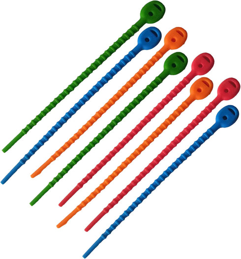 Multi Purpose Silicone Zip Ties, 20 pcs, 6 inch Cable Ties, Double Lock Twist Ties in Multi Color (Red, Blue, Green,