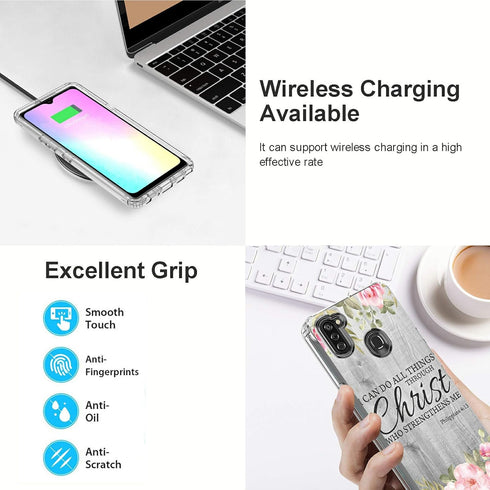 Clear Galaxy A11 Case Compatible with Samsung A11, Dual Layer Hybrid Soft TPU + Hard PC Shockproof Phone Case, Bible