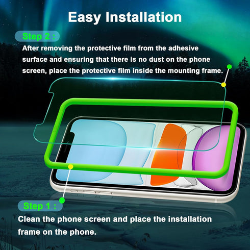 Screen Protector for iPhone 11, iPhone XR (6.1"), HD Anti Blue Light Blocking Tempered Glass Film, Eye Protection, Case