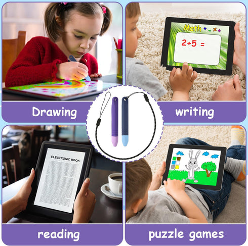 2pcs Kid-Friendly Stylus Pens for Touchscreen, Crayon Stylus Pen & Tethers for Children's Touch Screen Devices