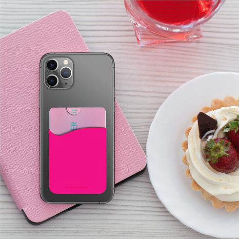 USA Merchant Card Holder for Back of Phone - Silicone Stick on Wallet for Credit Card, ID - 3 Pack (Black, Pink, Grey)