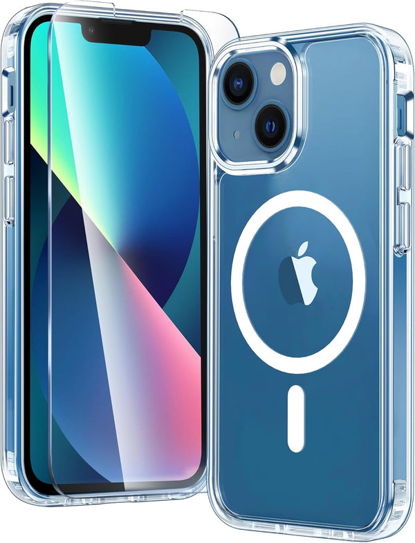FNTCASE iPhone 13 Mini Case: Slim Clear Magnetic Cover | Military Grade Shockproof, Anti-Yellowing, Thin Protection.