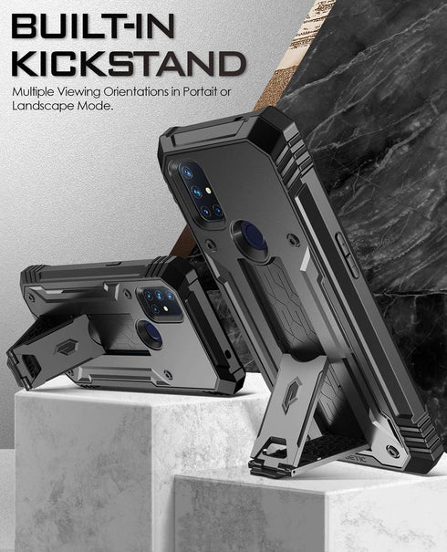 Poetic Revolution Series Case for OnePlus Nord N10 5G, Rugged Shockproof Cover with Kickstand