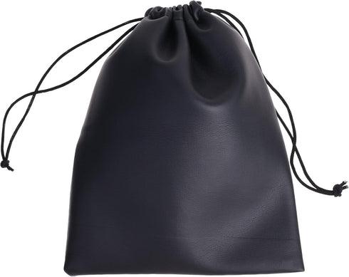 BCP 3pcs 7.5x9 Black Color PU Leather Double Drawstring Protection Headphone Pouch Bag