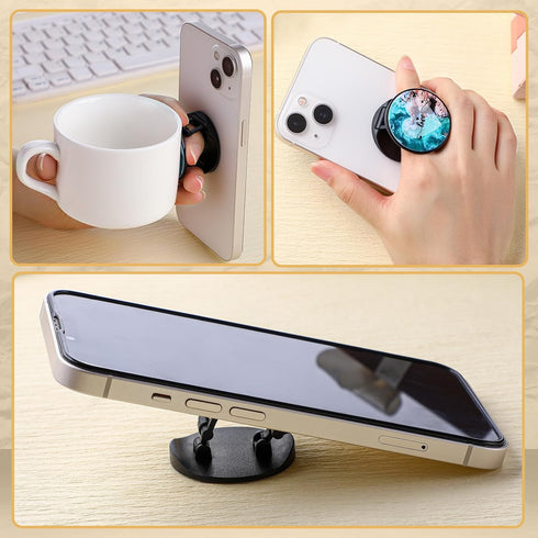Honoson 9 Pieces Cell Phone Grip Holder Collapsible Holder Colorful Self-Adhesive Finger Ring Sublimation