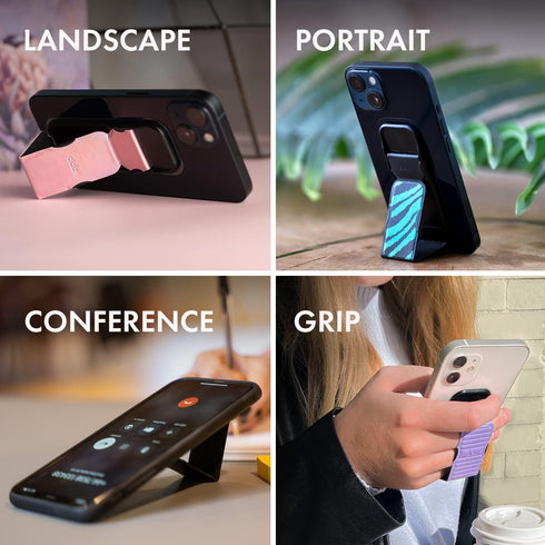 CLCKR Cell Phone Stand for iPhone X/XS/XR/6/7/8 and Samsung Galaxy S9/S9/S10/S10 Plus - Metallic Silver