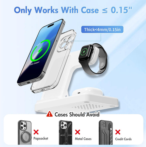 SMILE STATION 3 1 17-12 Wireless Charging Station for Apple Devices: in Foldable Qi Compact Case-Friendly Charger Stand