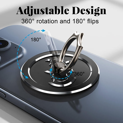 nediea 360 16/15/14/13/12/Smartphones (P111 Bat Magnetic Cell Phone Ring Holder, Metal Phone Grip for Magsafe, Degree